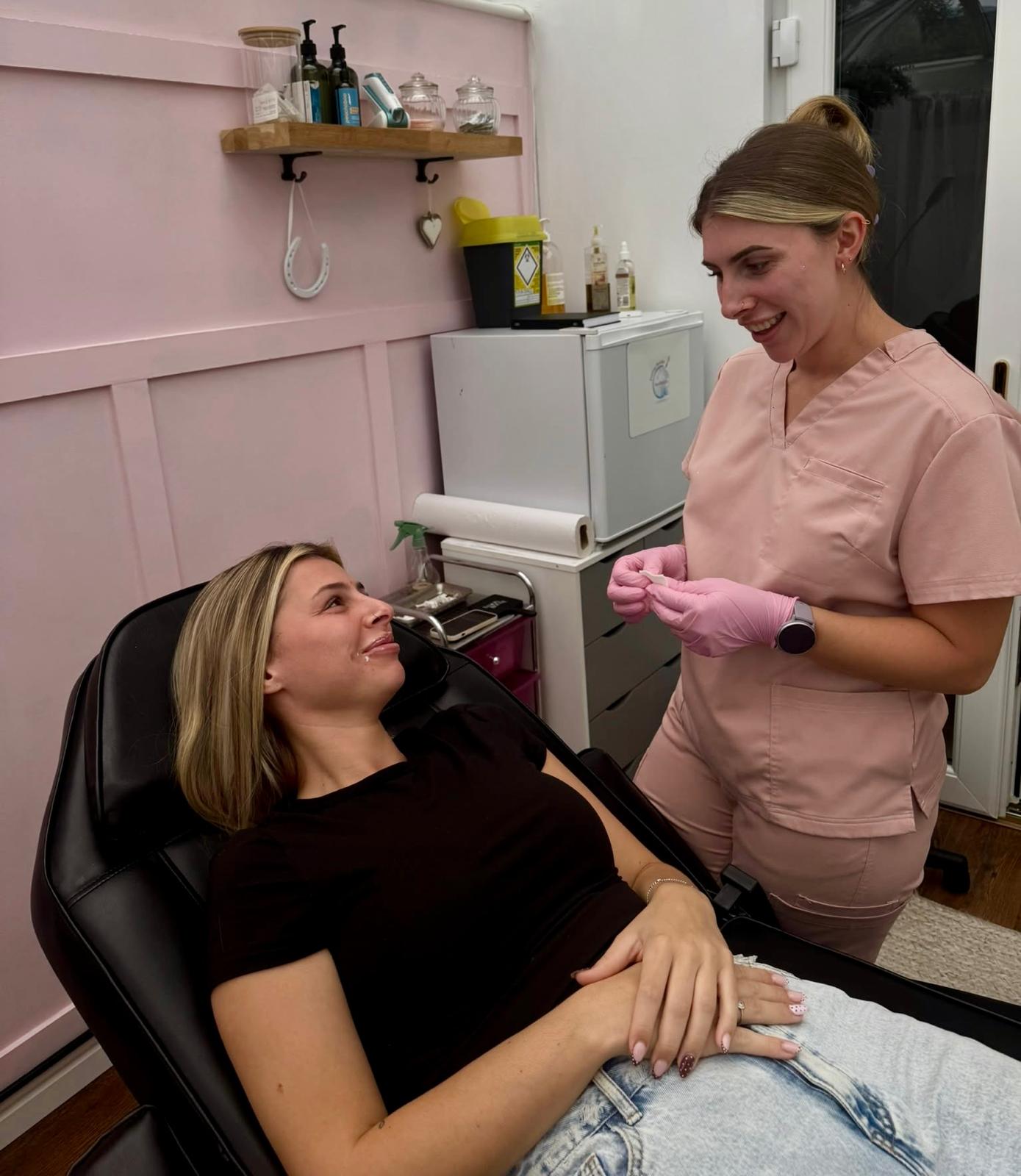 Registered Nurse Practitioner treating a client at Pretty Bubble Aesthetics, Yeovil